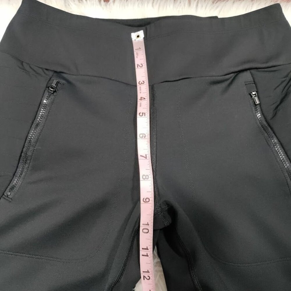 Athleta Peak Hybrid Womens Medium Pullover Mid-Rise Fleece Tight Leggings Black - Picture 10 of 13